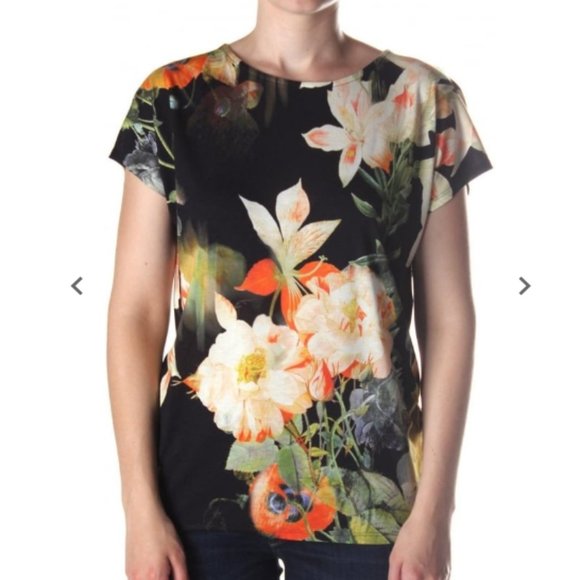 Ted Baker Omla Opulent Bloom Print tshirt top blouse size 3 like new - Picture 3 of 9